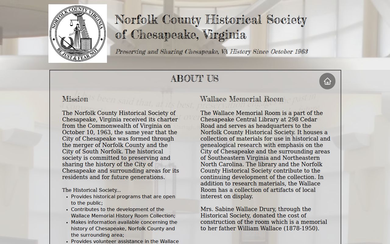 Chesapeake residents directory Wallace Memorial History Room